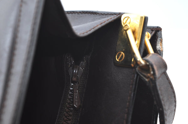 Authentic GUCCI Shoulder Cross Body Bag GG Leather Purse Brown K4533