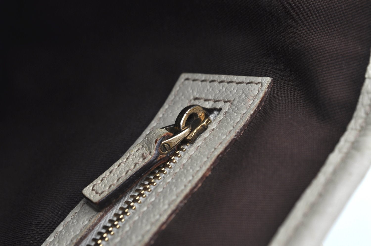 Authentic GUCCI Vintage Hand Tote Bag Leather 147654 White K4540