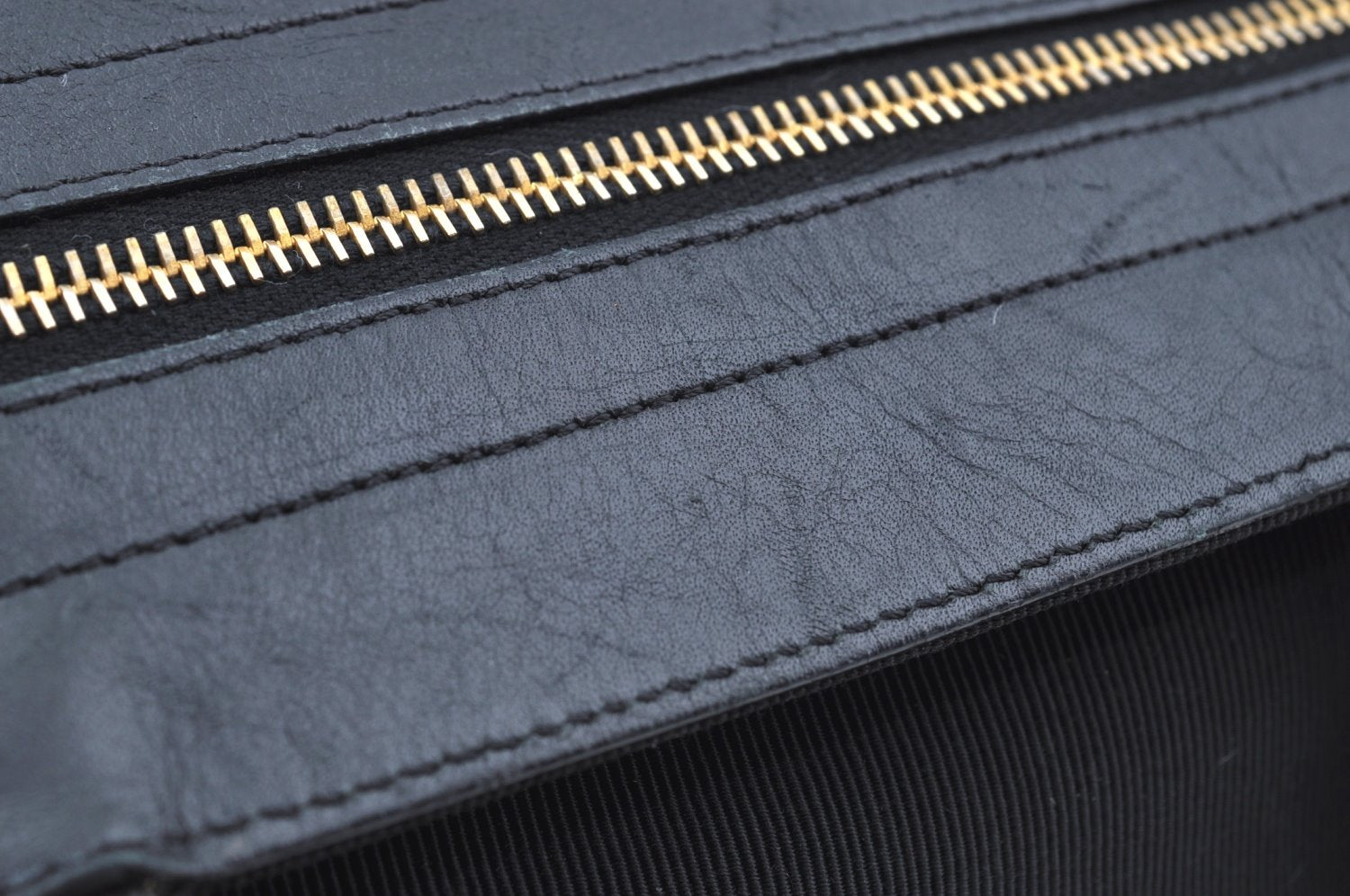 Authentic Salvatore Ferragamo Nylon Leather Hand Bag Purse Black SF K4542
