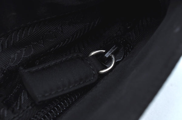Authentic PRADA Nylon Tessuto Leather Shoulder Hand Bag Purse Black K4549
