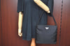 Authentic PRADA Nylon Tessuto Leather Shoulder Hand Bag Purse Black K4549