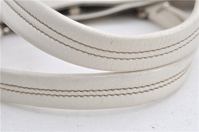 Authentic GUCCI Vintage Shoulder Tote Bag Leather 232973 White K4563