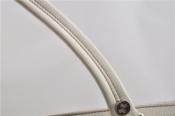 Authentic GUCCI Vintage Shoulder Tote Bag Leather 232973 White K4563