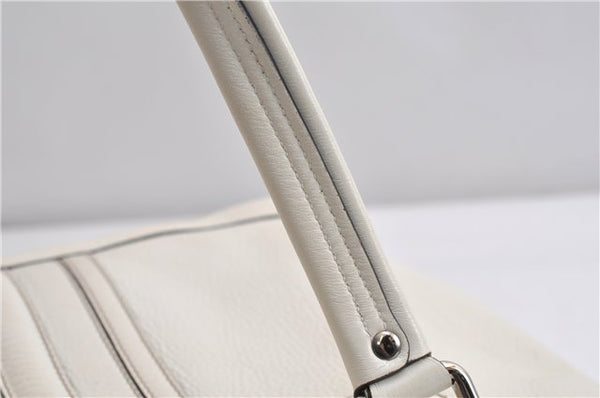 Authentic GUCCI Vintage Shoulder Tote Bag Leather 232973 White K4563