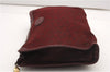 Authentic CELINE C Horse Carriage Clutch Hand Bag Canvas Leather Bordeaux K4569