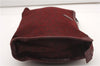 Authentic CELINE C Horse Carriage Clutch Hand Bag Canvas Leather Bordeaux K4569