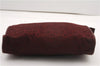 Authentic CELINE C Horse Carriage Clutch Hand Bag Canvas Leather Bordeaux K4569