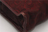 Authentic CELINE C Horse Carriage Clutch Hand Bag Canvas Leather Bordeaux K4569