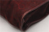 Authentic CELINE C Horse Carriage Clutch Hand Bag Canvas Leather Bordeaux K4569