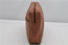 Authentic Salvatore Ferragamo Vintage Leather Clutch Hand Bag Purse Brown K4571