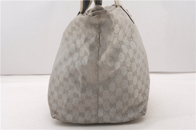 Authentic GUCCI Vintage Shoulder Tote Bag GG Canvas Leather 131231 Silver K4578