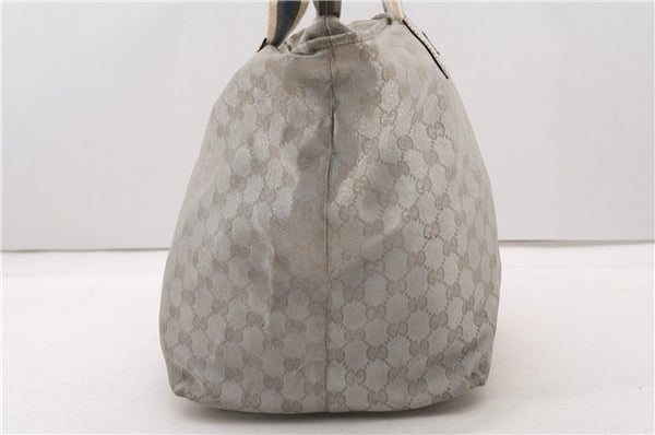 Authentic GUCCI Vintage Shoulder Tote Bag GG Canvas Leather 131231 Silver K4578