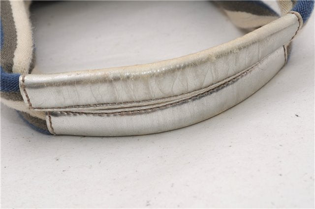 Authentic GUCCI Vintage Shoulder Tote Bag GG Canvas Leather 131231 Silver K4578