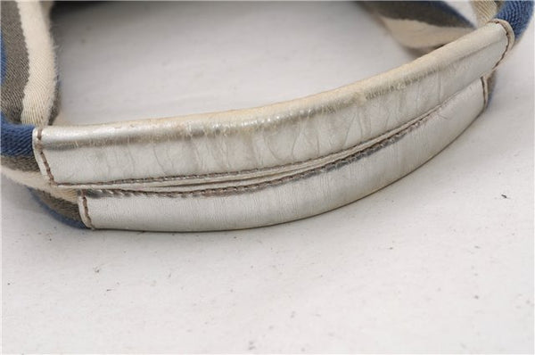 Authentic GUCCI Vintage Shoulder Tote Bag GG Canvas Leather 131231 Silver K4578