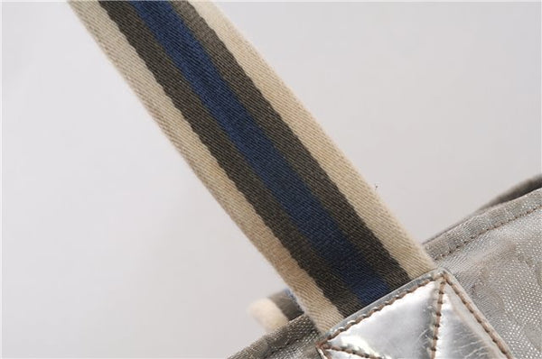 Authentic GUCCI Vintage Shoulder Tote Bag GG Canvas Leather 131231 Silver K4578