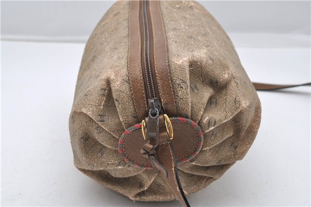 Authentic GUCCI Rigate Line Shoulder Bag Purse PVC Leather Brown Junk K4583