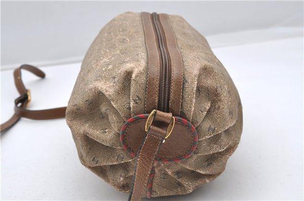 Authentic GUCCI Rigate Line Shoulder Bag Purse PVC Leather Brown Junk K4583