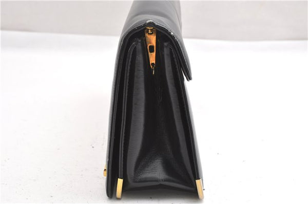 Authentic Christian Dior 2Way Shoulder Clutch Bag Purse Leather Black CD K4589