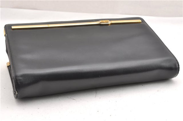 Authentic Christian Dior 2Way Shoulder Clutch Bag Purse Leather Black CD K4589