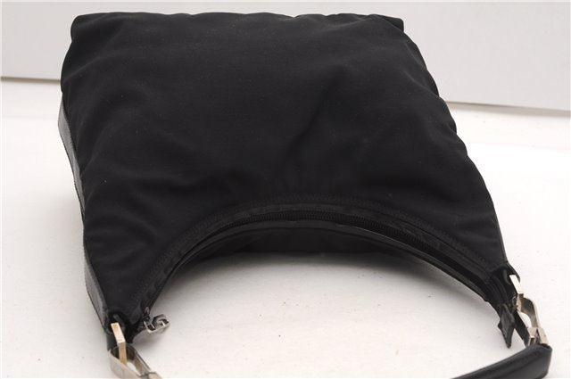 Authentic GUCCI Vintage Shoulder Hand Bag Nylon Leather 0000602 Black  K4599