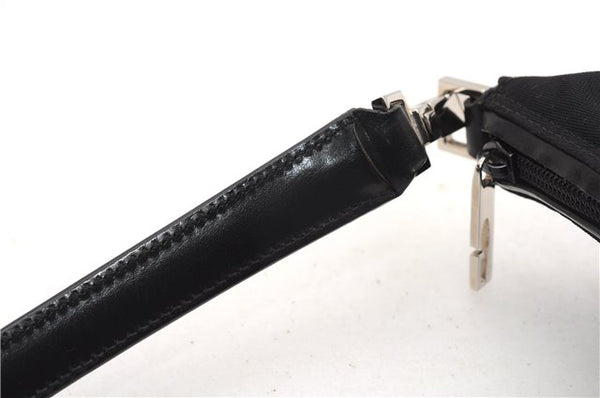 Authentic GUCCI Vintage Shoulder Hand Bag Nylon Leather 0000602 Black  K4599