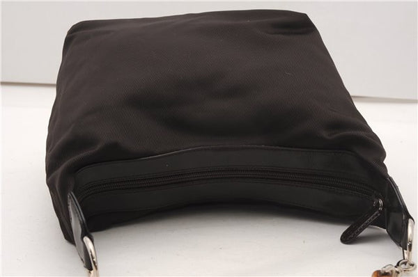 Authentic GUCCI Bamboo Shoulder Hand Bag Purse Nylon Enamel 0000531 Brown K4600