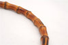 Authentic GUCCI Bamboo Shoulder Hand Bag Purse Nylon Enamel 0000531 Brown K4600