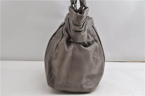 Authentic PRADA Vintage Leather Nappa Shoulder Tote Bag Purse Gray K4602