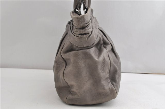 Authentic PRADA Vintage Leather Nappa Shoulder Tote Bag Purse Gray K4602