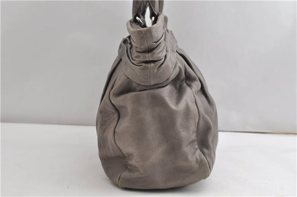 Authentic PRADA Vintage Leather Nappa Shoulder Tote Bag Purse Gray K4602