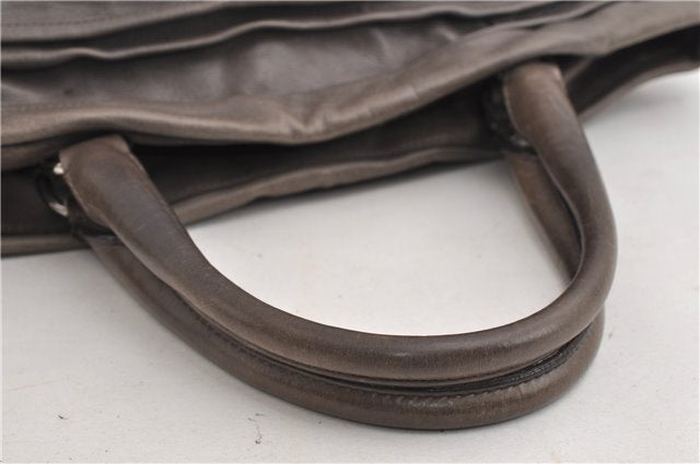 Authentic PRADA Vintage Leather Nappa Shoulder Tote Bag Purse Gray K4602