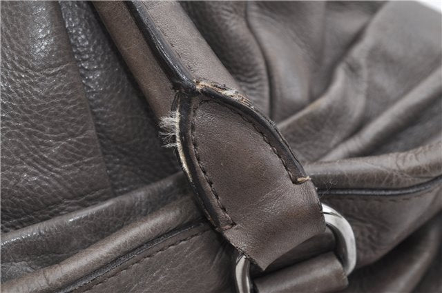 Authentic PRADA Vintage Leather Nappa Shoulder Tote Bag Purse Gray K4602