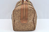 Authentic CELINE C Horse Carriage Hand Boston Bag PVC Leather Beige K4603