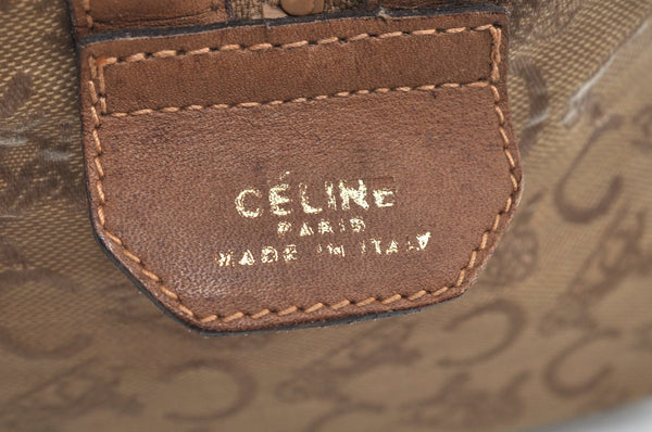 Authentic CELINE C Horse Carriage Hand Boston Bag PVC Leather Beige K4603