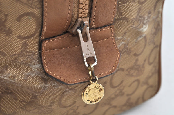 Authentic CELINE C Horse Carriage Hand Boston Bag PVC Leather Beige K4603