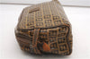 Authentic FENDI Zucchino Clutch Hand Bag Purse PVC Leather Brown K4604