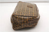 Authentic FENDI Zucchino Clutch Hand Bag Purse PVC Leather Brown K4604