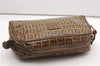 Authentic FENDI Zucchino Clutch Hand Bag Purse PVC Leather Brown K4604