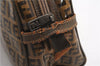 Authentic FENDI Zucchino Clutch Hand Bag Purse PVC Leather Brown K4604