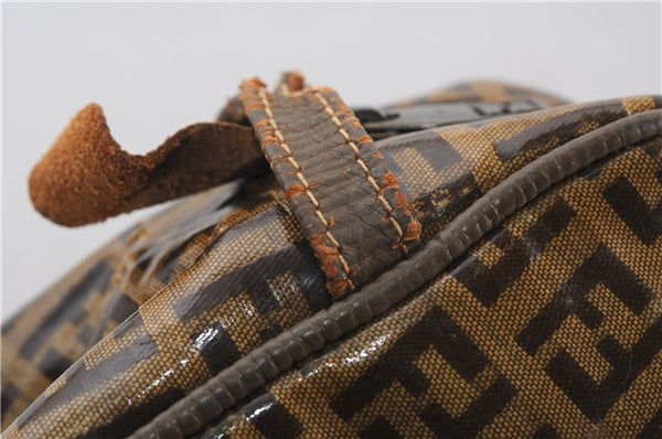 Authentic FENDI Zucchino Clutch Hand Bag Purse PVC Leather Brown K4604