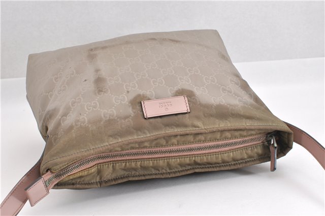 Authentic GUCCI Shoulder Cross Body Bag GG Nylon Leather 314529 Light Gray K4608
