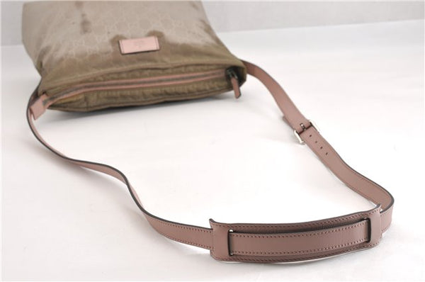Authentic GUCCI Shoulder Cross Body Bag GG Nylon Leather 314529 Light Gray K4608