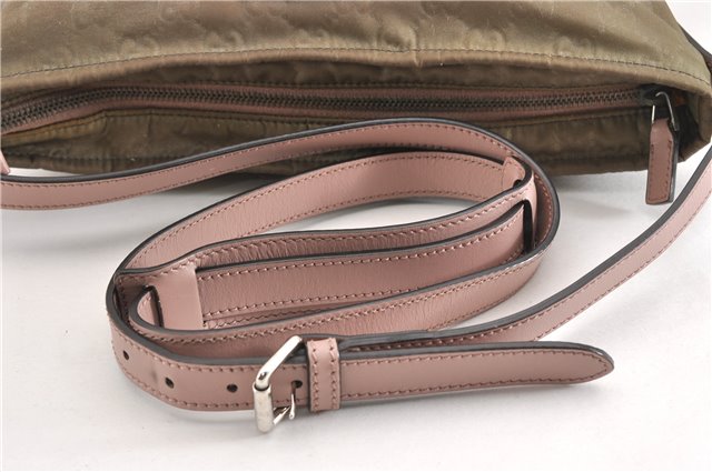 Authentic GUCCI Shoulder Cross Body Bag GG Nylon Leather 314529 Light Gray K4608