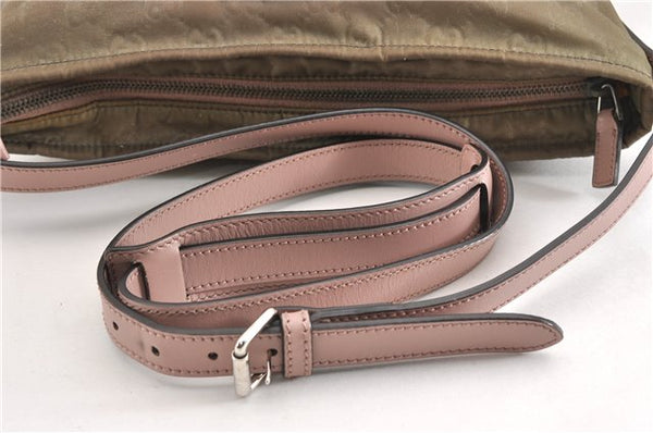 Authentic GUCCI Shoulder Cross Body Bag GG Nylon Leather 314529 Light Gray K4608