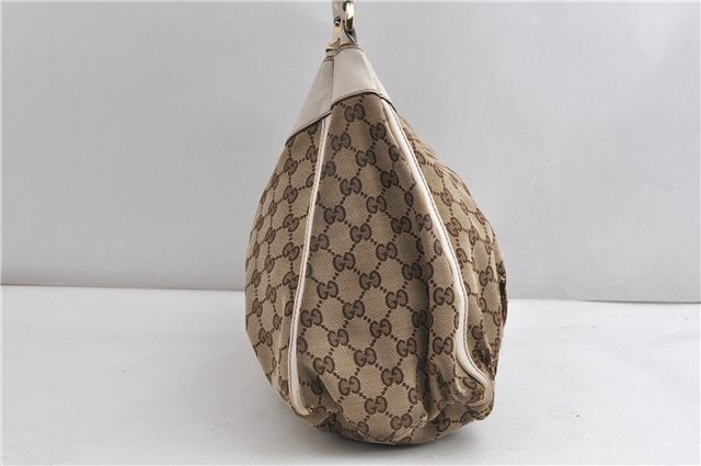 Authentic GUCCI Abbey Shoulder Tote Bag GG Canvas Leather 189833 Brown K4623