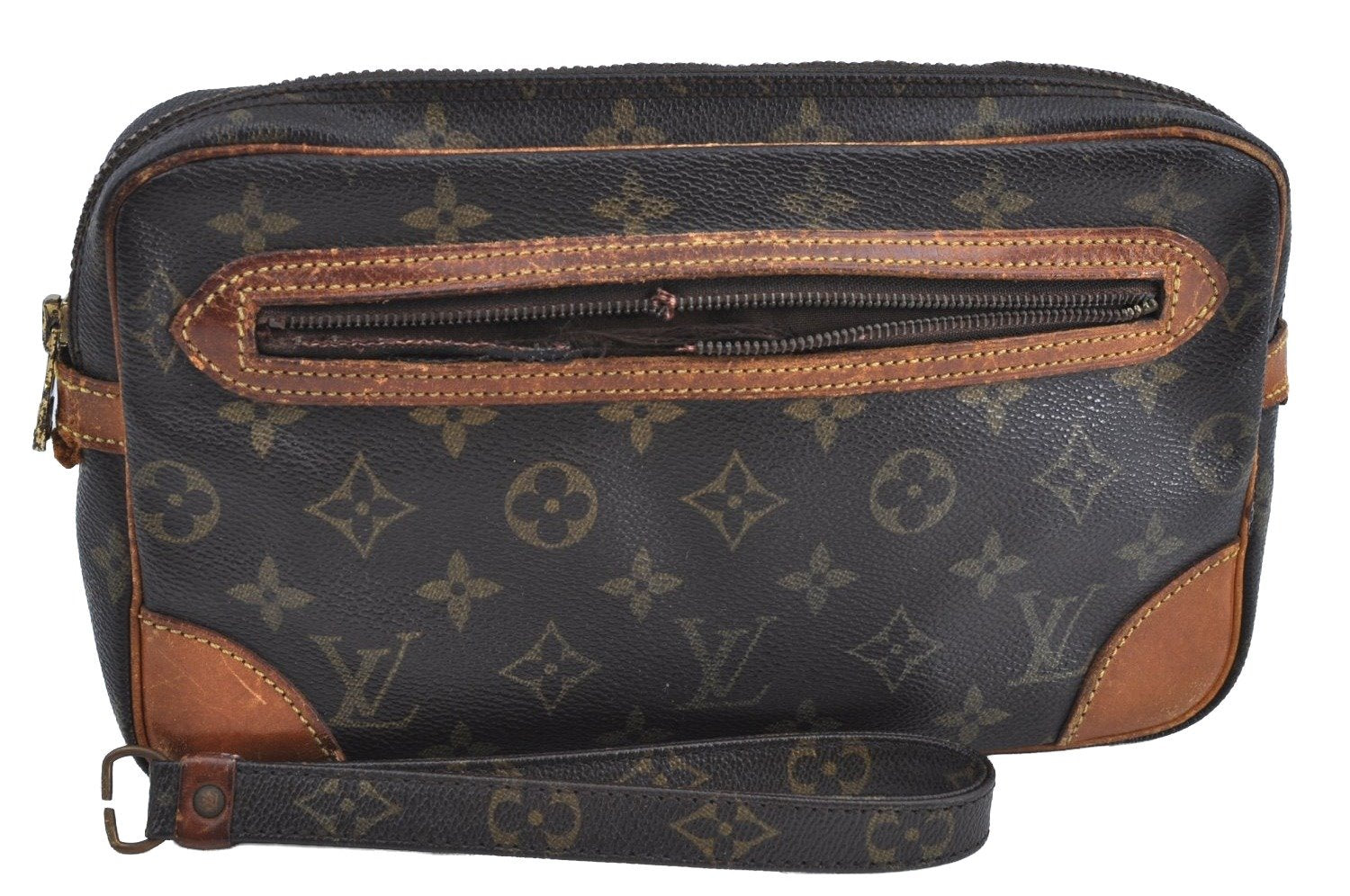 Auth Louis Vuitton Monogram Marly Dragonne GM M51825 Clutch Hand Bag Junk K4632