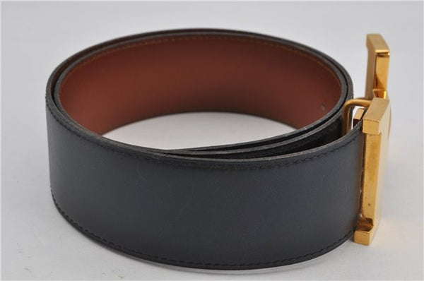 Authentic HERMES Large Constance Leather Belt Size 75cm 29.5" Navy Brown K4641