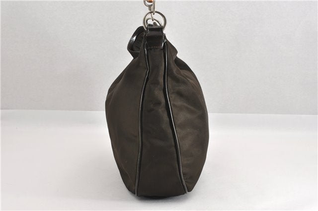 Authentic GUCCI Bamboo Shoulder Bag Purse Nylon Leather Brown K4645