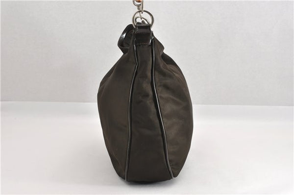 Authentic GUCCI Bamboo Shoulder Bag Purse Nylon Leather Brown K4645