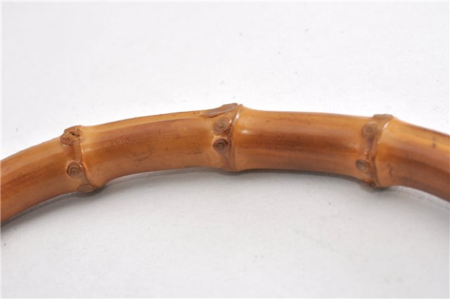 Authentic GUCCI Bamboo Shoulder Bag Purse Nylon Leather Brown K4645